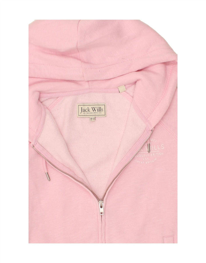 JACK WILLS Womens Zip Hoodie Sweater UK 10 Small Pink Polyester Vintage Jack Wills and Second-Hand Jack Wills from Messina Hembry 