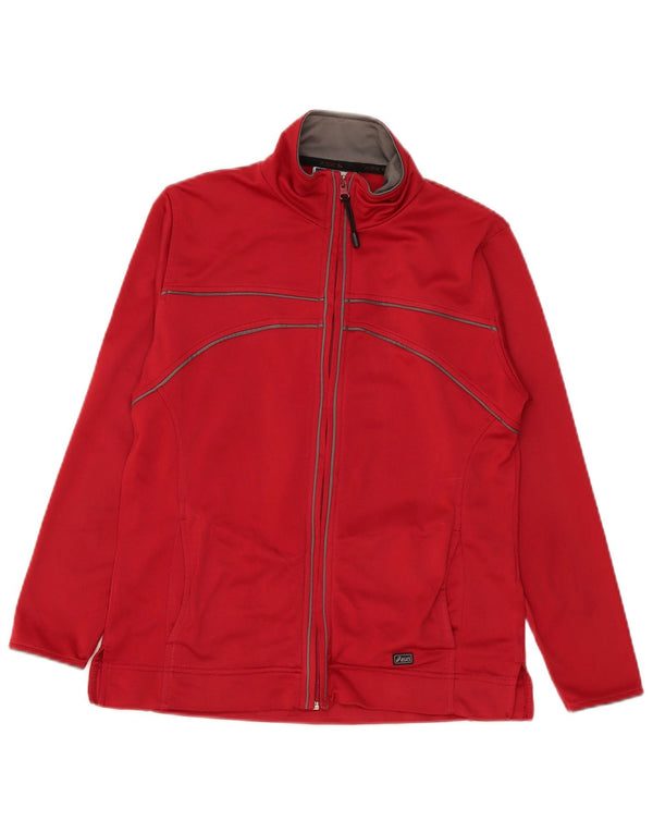 Asics Veste de survêtement coupe régulière pour femme UK 16 Large Rouge Polyester