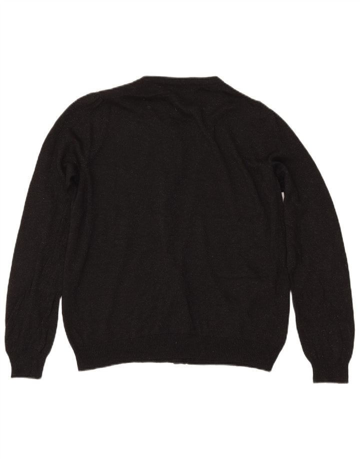 MARKS & SPENCER Pull Cardigan Femme UK 14 Moyen Noir Moucheté