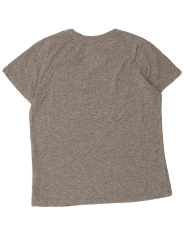 Superdry T-shirt graphique pour femme UK 14 Large Gris Coton