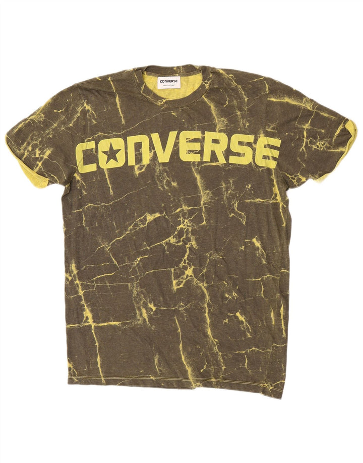 Converse T-shirt graphique à motif abstrait pour hommes, grand coton kaki