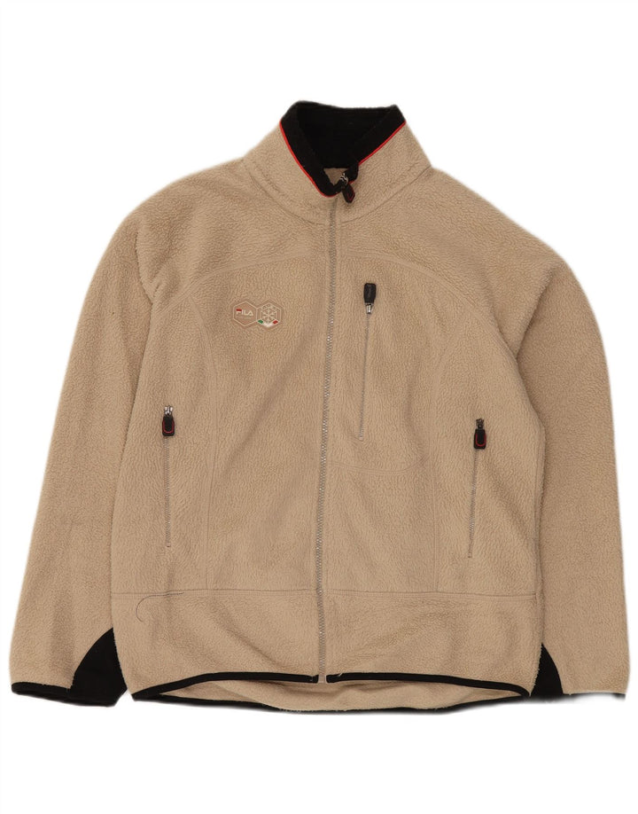 FILA Veste polaire homme UK 36 Small Beige Colourblock Polyester