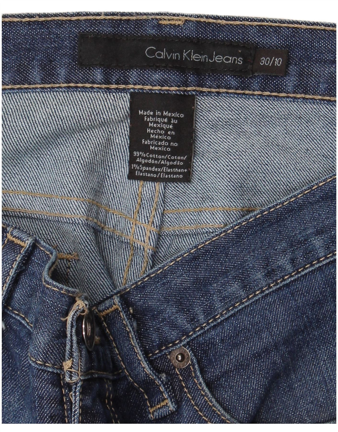 CALVIN KLEIN Jean Bootcut Femme US 10 Large W30 L32 Coton Bleu