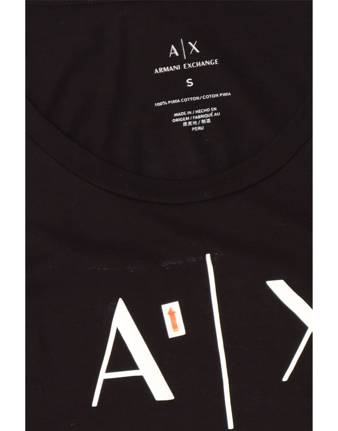 Armani Exchange Haut Graphique Femme UK 8 Petit Logo Noir