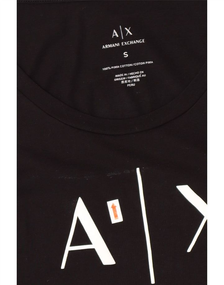 Armani Exchange Haut Graphique Femme UK 8 Petit Logo Noir