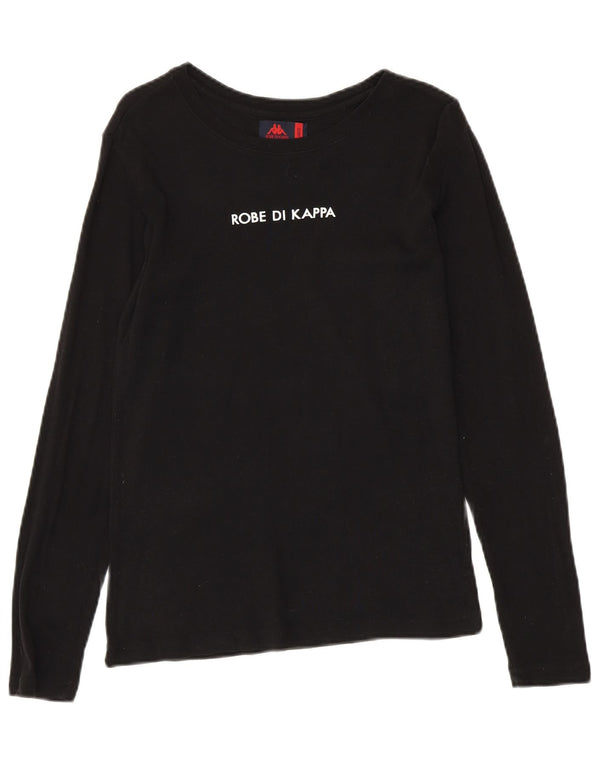 Kappa Womens Graphic Top Long Sleeve UK 14 Large Black Cotton