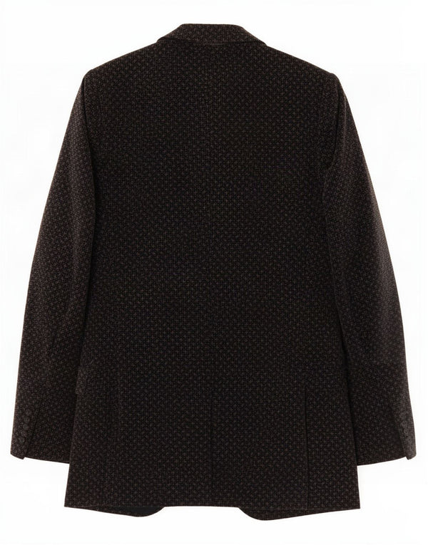 vintage Mens 2 Bouton Velours Blazer Veste IT 50 Grand Noir Géométrique