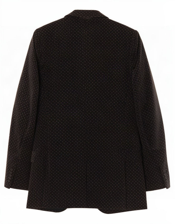 vintage Mens 2 Bouton Velours Blazer Veste IT 50 Grand Noir Géométrique