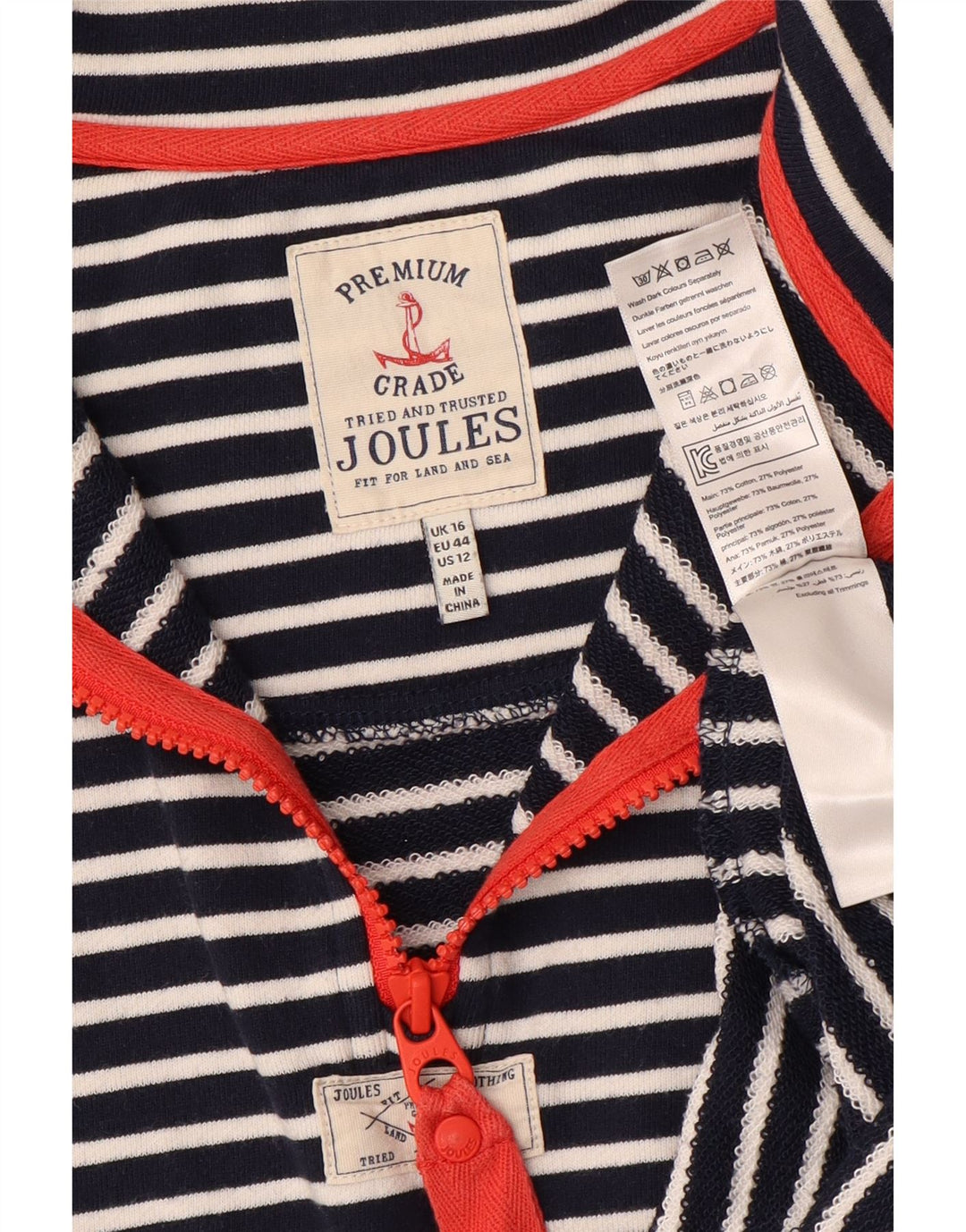 JOULES Sweat-shirt surdimensionné pour femme UK 16 Large Bleu marine rayé