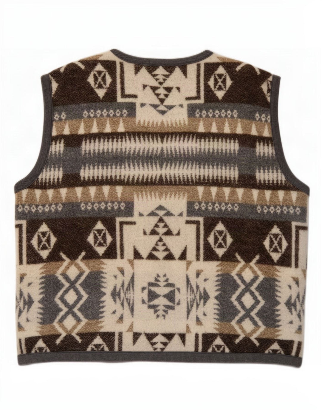 gilet homme vintage 2XL laine géométrique marron