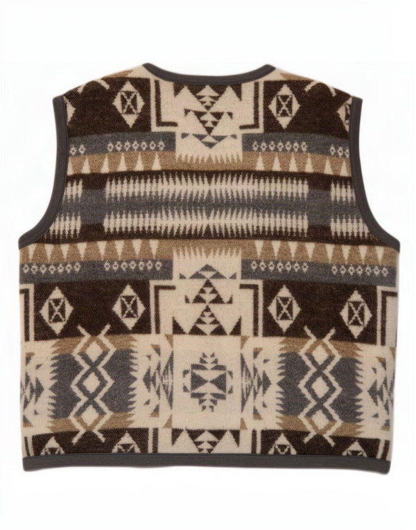 gilet homme vintage 2XL laine géométrique marron