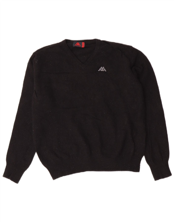 Kappa Pull col V pour femme UK 44, laine d'agneau noir moyen