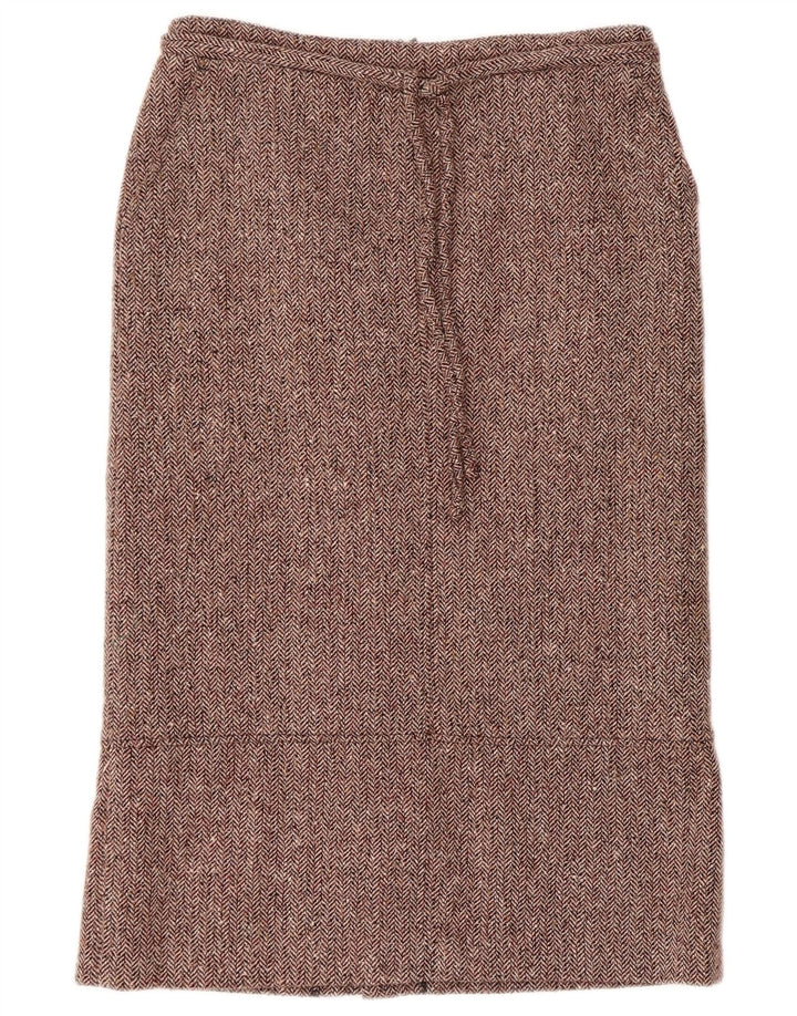 jupe droite femme vintage EU 38 Medium W30 Bourgogne Herringbone Wool