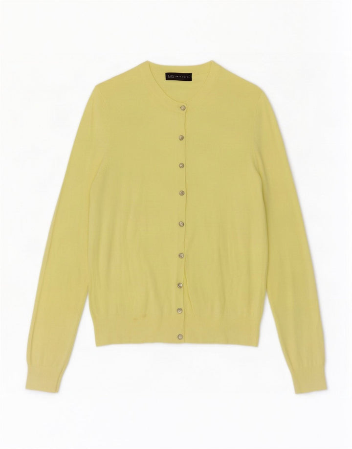 Marks & Spencer Pull Cardigan Femme UK 12 Viscose Jaune Moyen