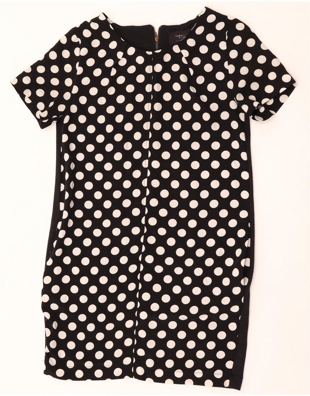Zara Robe droite pour femme UK 12 Polyester noir moyen à pois