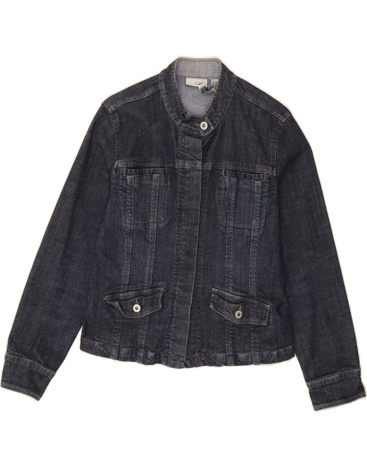 CHICO'S Womens Denim Jacket UK 14 Medium Navy Blue Cotton Vintage Chico's and Second-Hand Chico's from Messina Hembry 