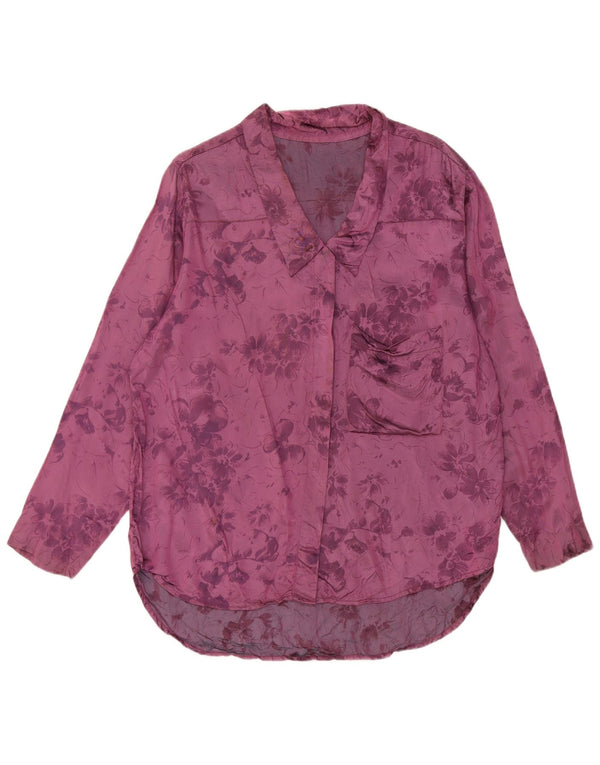 chemise femme vintage UK 16 Grand Violet Floral