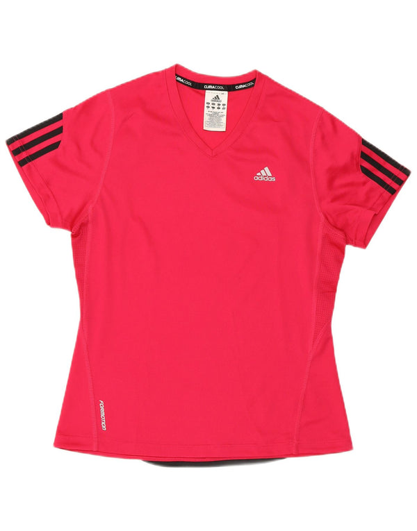 ADIDAS Femmes Climacool T-Shirt Top UK 12 Rose Moyen Polyester