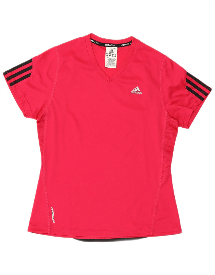 ADIDAS Femmes Climacool T-Shirt Top UK 12 Rose Moyen Polyester