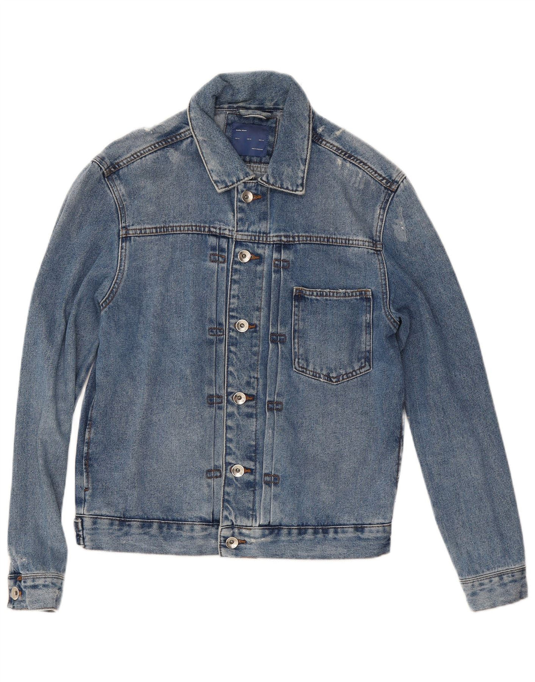 Zara Veste en jean vieilli pour homme UK 38 Bleu moyen Coton