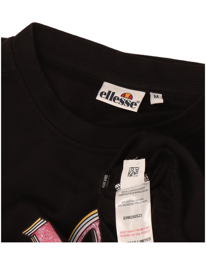 Ellesse Sweat-shirt oversize Crop Graphic pour femme UK 14 Noir moyen