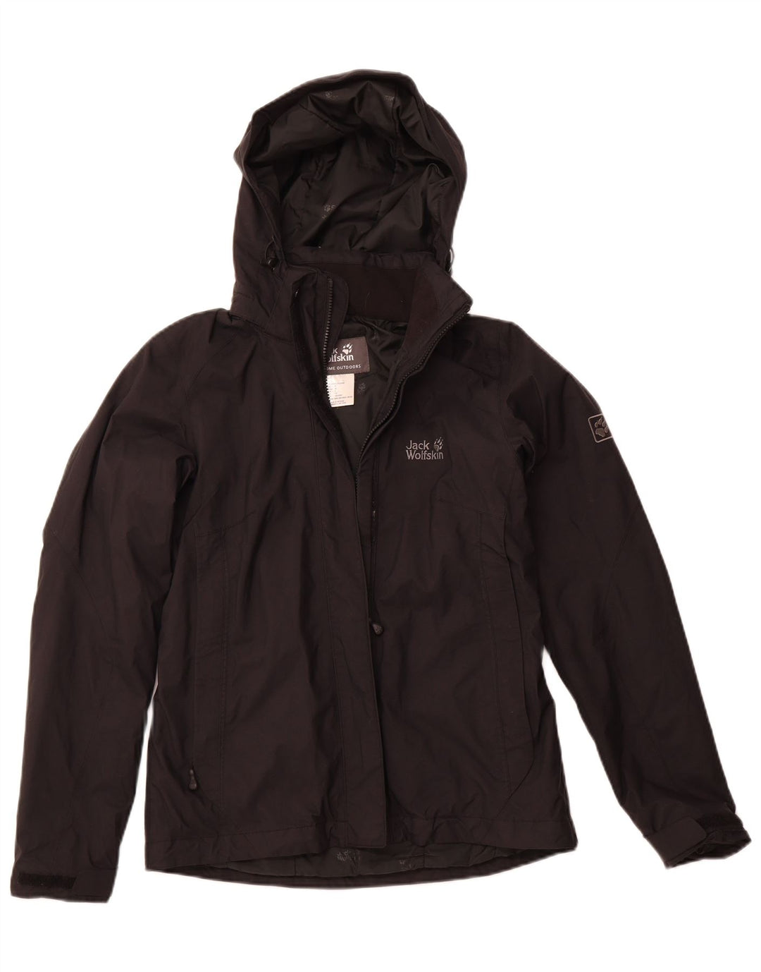 JACK WOLFSKIN Veste coupe-vent à capuche pour femme UK 10 Small Noir Polyamide