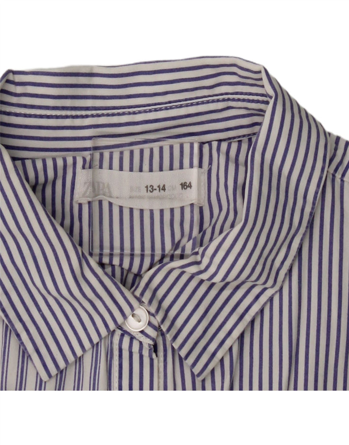 ZARA Girls Shirt 13-14 Years Blue Striped Vintage Zara and Second-Hand Zara from Messina Hembry 