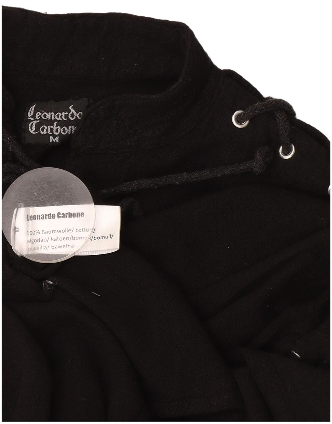 Leonardo Carbone Femme Pull Chemise Chemisier UK 14 Moyen Noir Coton