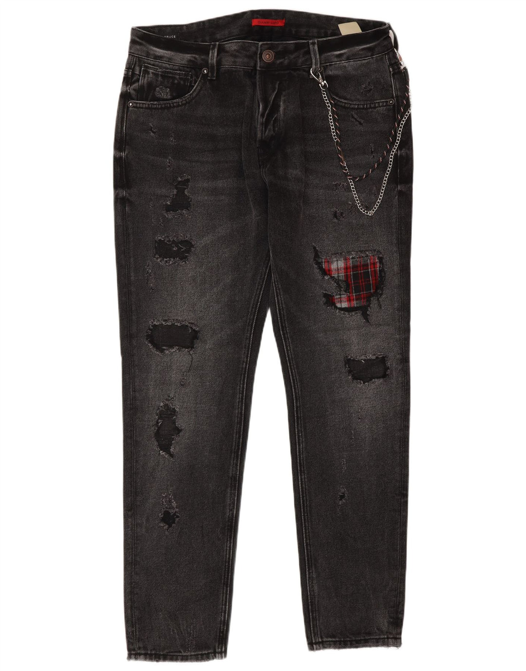 Gianni Lupo Jean slim Bruce en détresse pour homme IT 48 Medium W34 L30 Gris