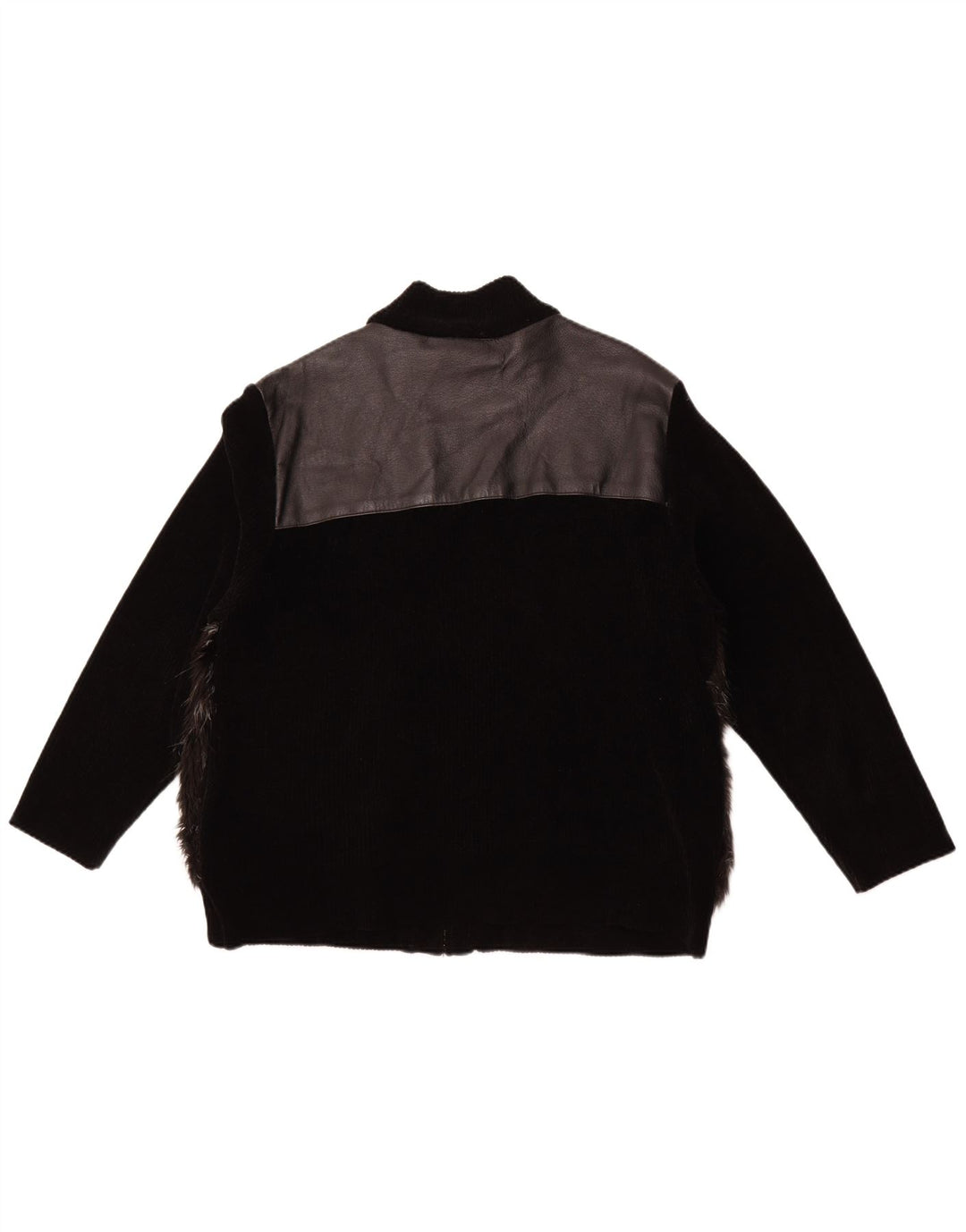 VINTAGE Veste en cuir femme UK 18 XL Cuir noir
