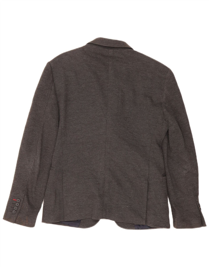 Zara Veste Blazer 2 Boutons Homme EU 48 Gris Moyen Polyester