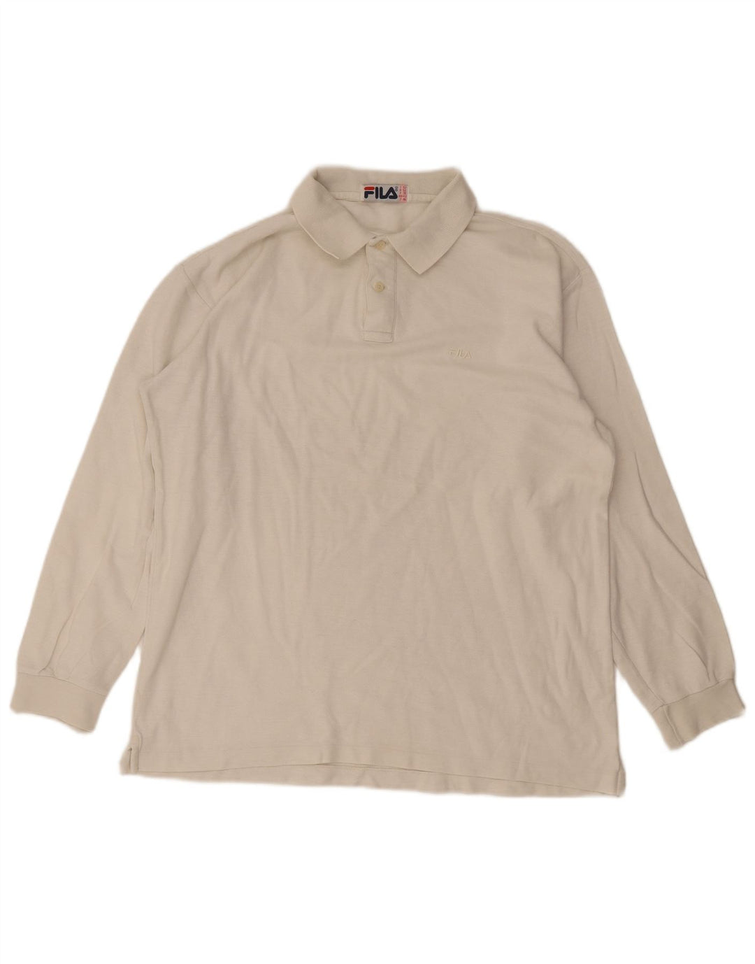 Fila Polo à manches longues pour homme US 42 Large Blanc