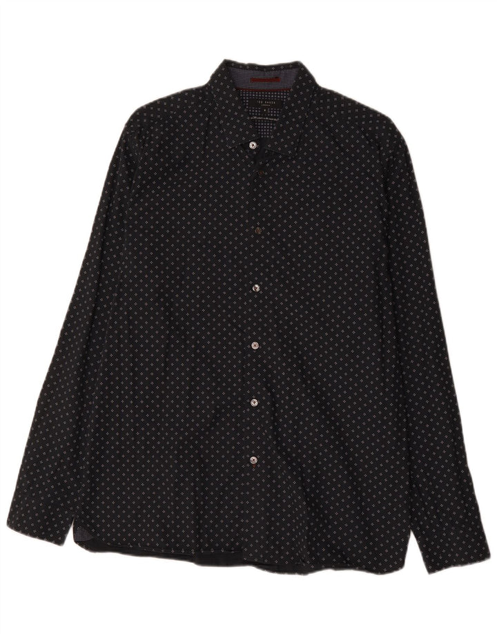 Ted Baker Chemise Homme Taille 6 2XL Noir Géométrique Coton