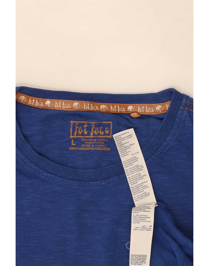 Fat Face Haut graphique à manches longues pour hommes en coton moucheté bleu moyen