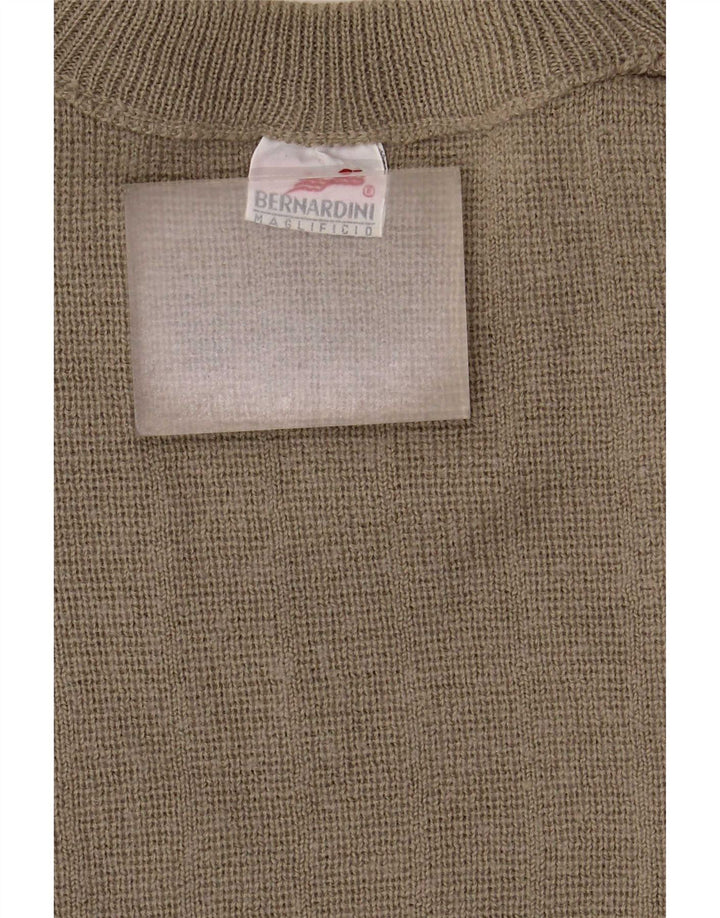 Bernardini Pull col rond homme XL kaki laine géométrique
