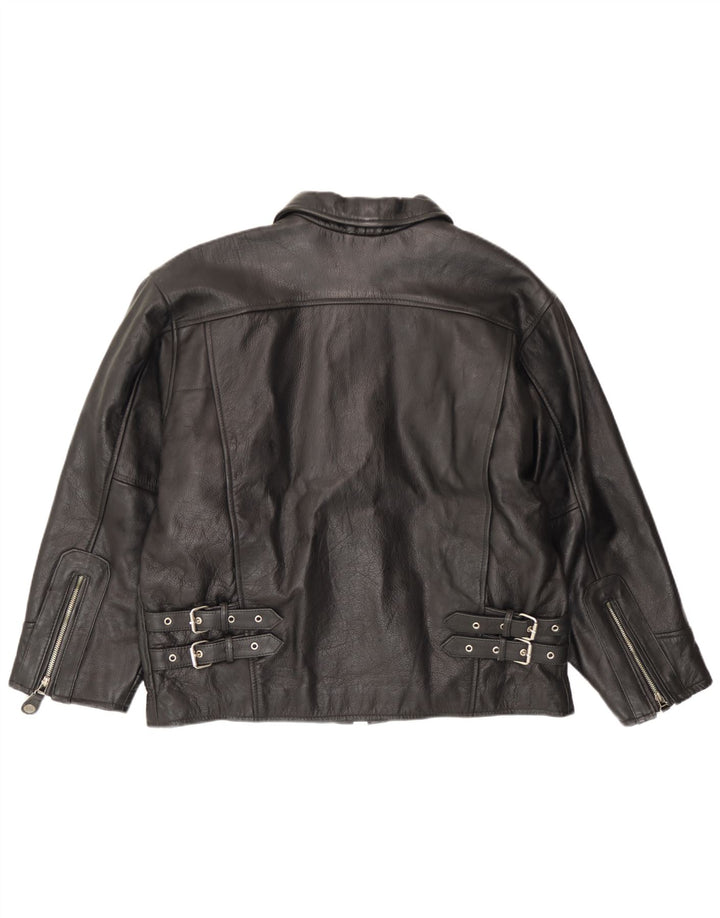 Veste en cuir homme vintage EU 54 2XL Cuir noir