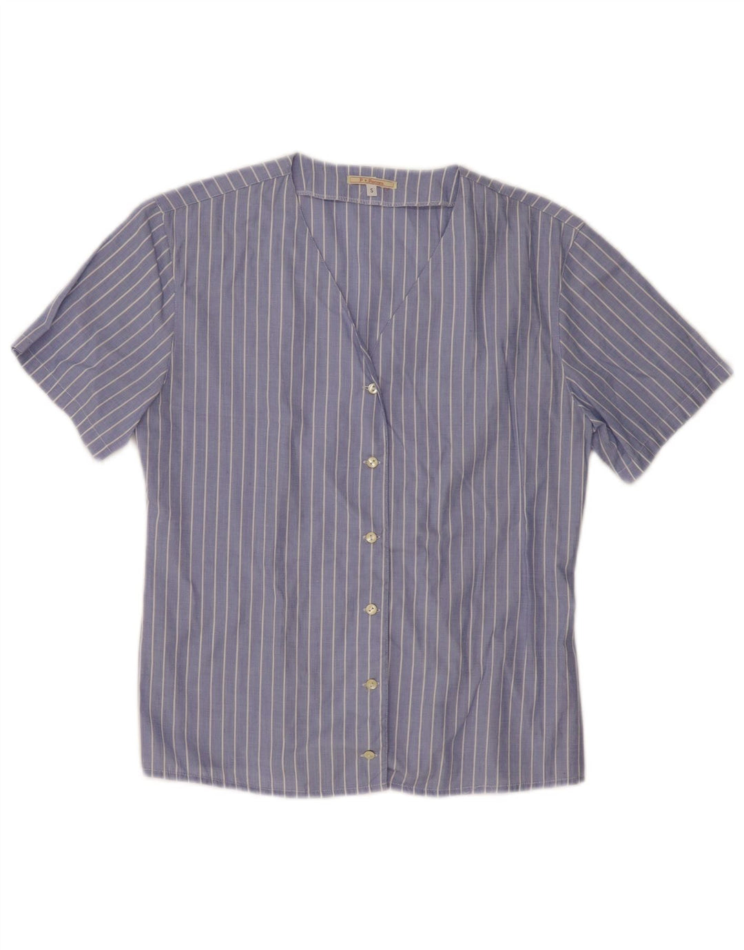 PAOLO PECORA Chemise à manches courtes pour femme UK 10 Petit coton à fines rayures bleues