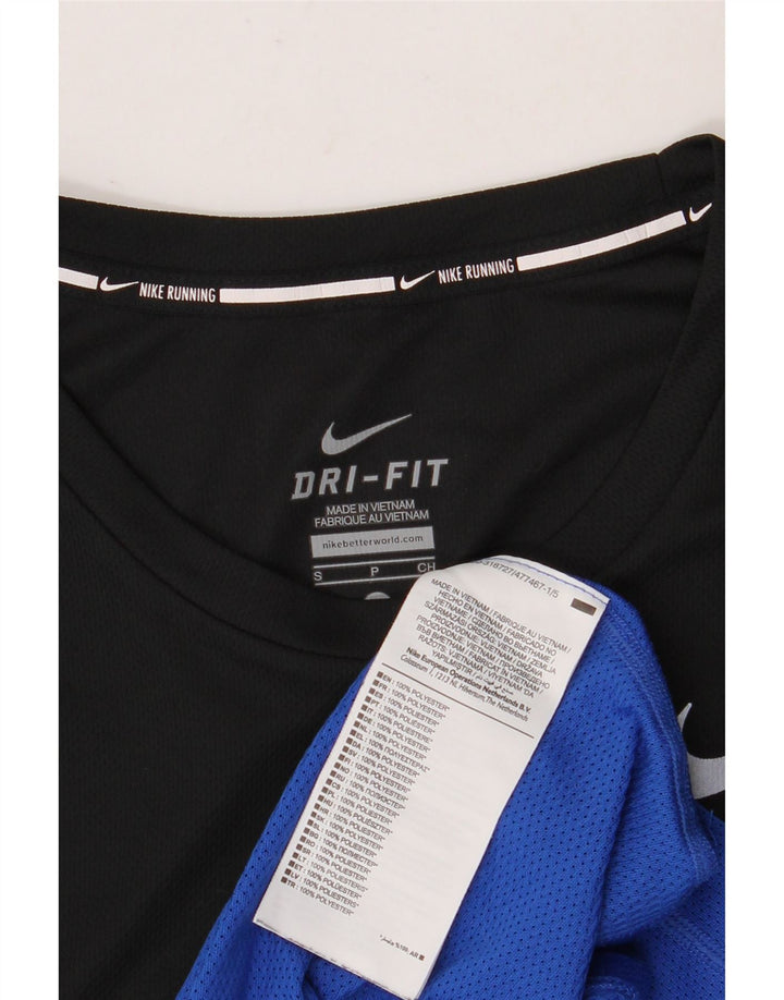 NIKE T-shirt Dri Fit pour hommes, petit, noir, color block, en polyester