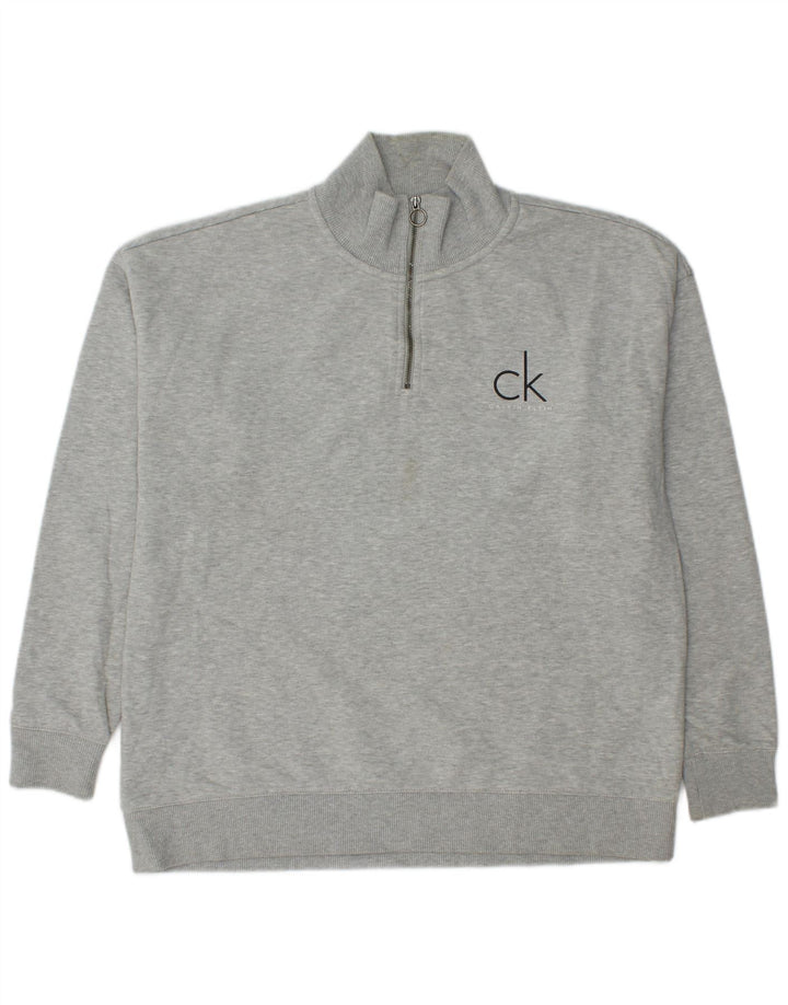 CALVIN KLEIN JEANS Sweat-Shirt Col Zippé Homme Gris Moyen