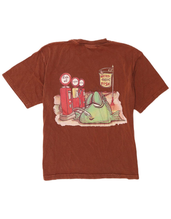 Weird Fish T-shirt graphique pour homme XL en coton marron