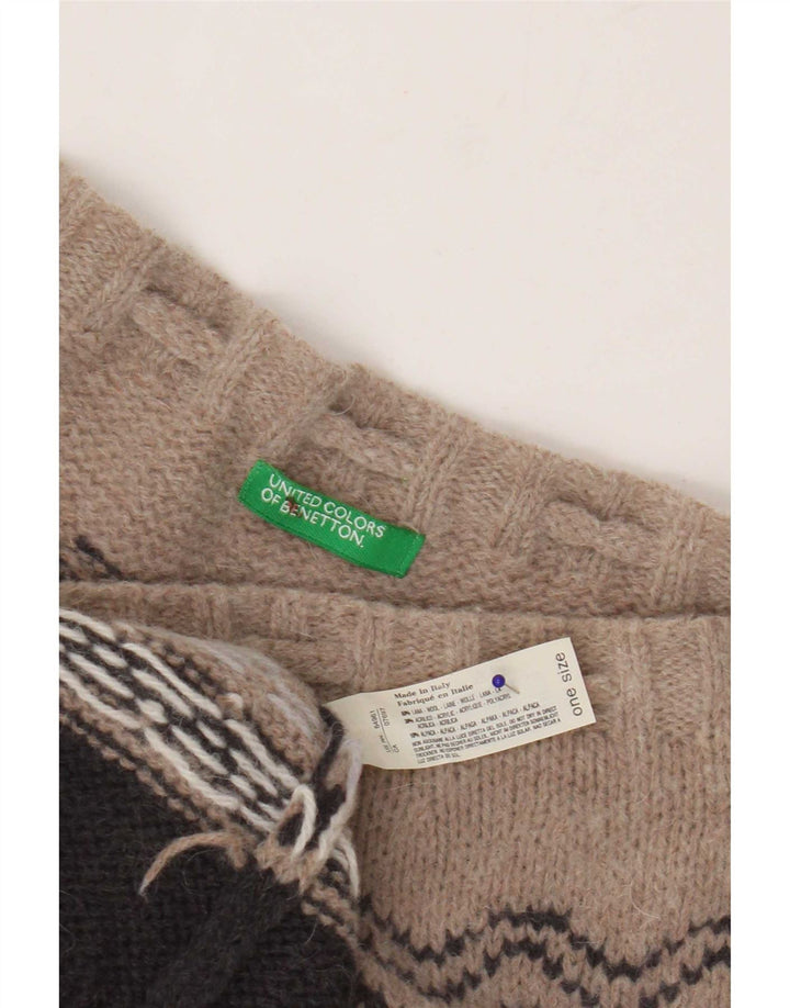Benetton Jupe Midi En Tricot Taille Unique Marron Géométrique Laine Ethnique Femme
