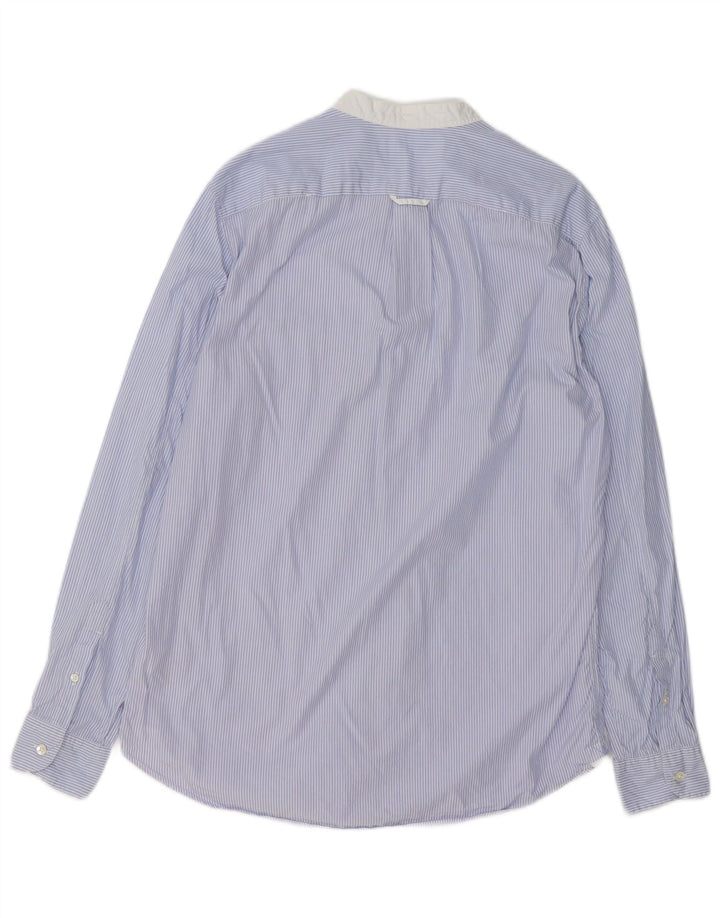 JIGSAW Chemise Homme Bleu Moyen en Coton à Fines Rayures