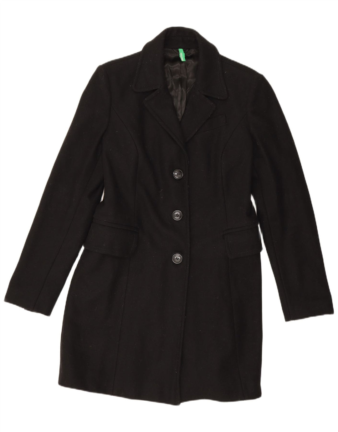 BENETTON Pardessus Femme IT 48 XL Noir Coton