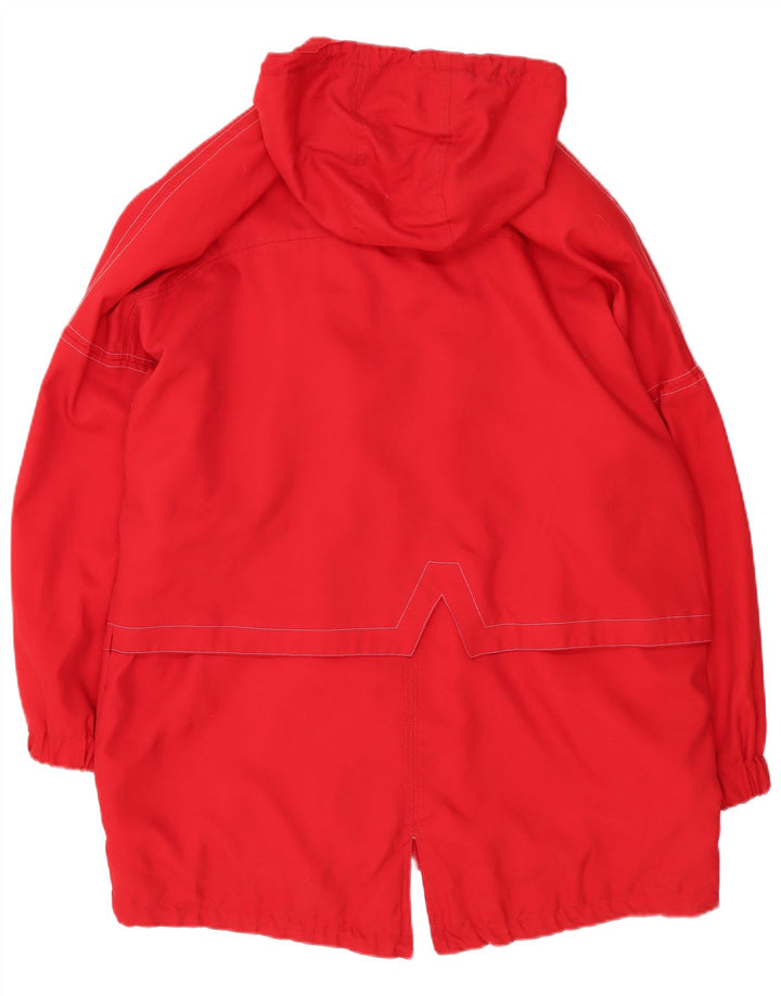 vintage Femmes À Capuchon Surdimensionné Parka Veste UK 10 Petit Polyester Rouge