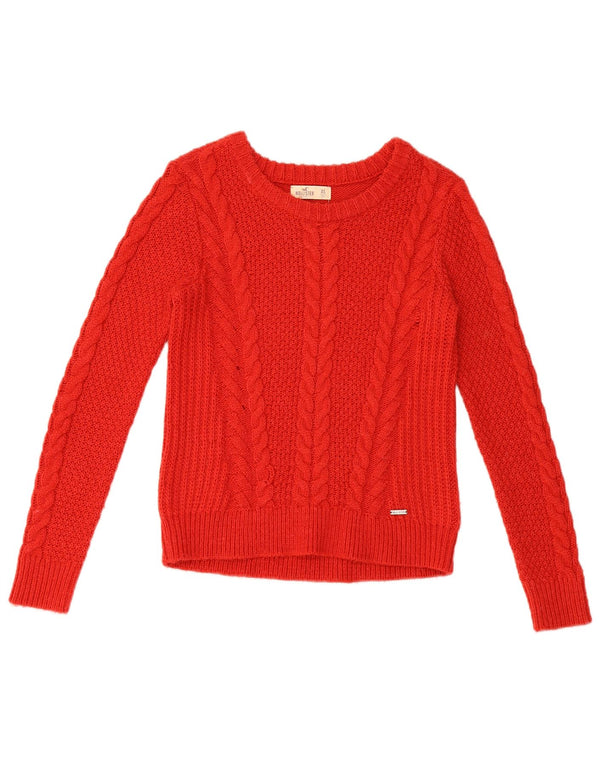 Hollister Pull à col bateau pour femme UK 6 XS Rouge Acrylique