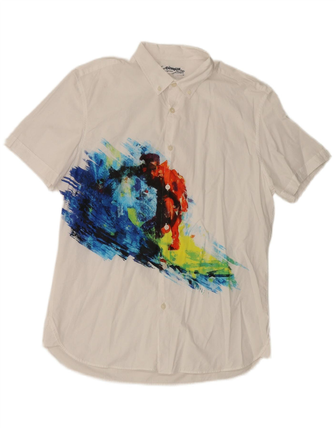 Desigual Chemise à manches courtes à motif abstrait pour hommes, grand blanc