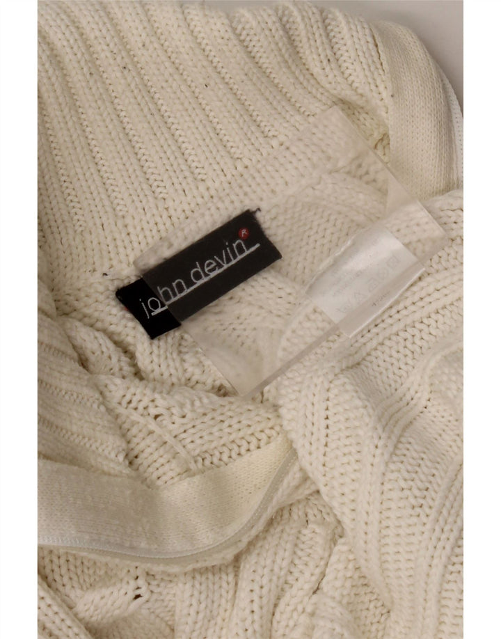 JOHN DEVIN Pull à col zippé pour homme Petit coton blanc cassé