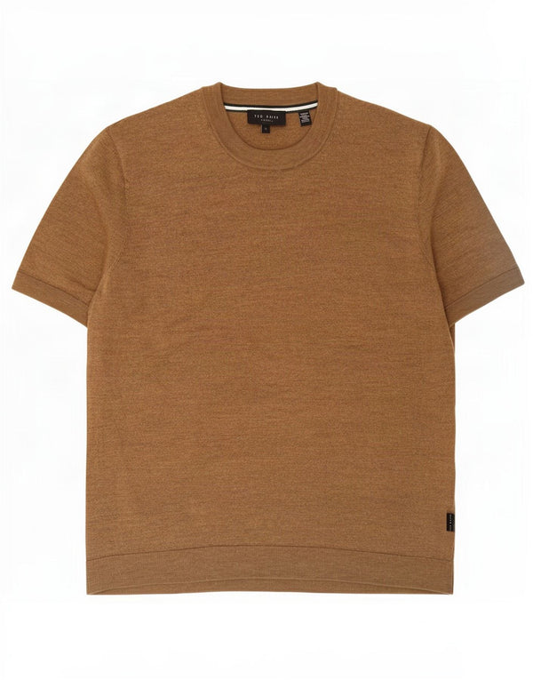 Ted Baker Pull à manches courtes et col rond pour homme XL en laine marron