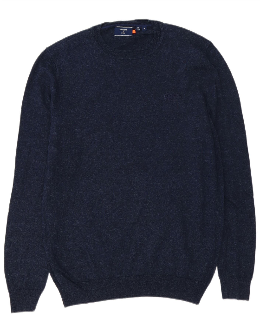 SUPERDRY Pull col rond homme en coton moucheté bleu marine moyen