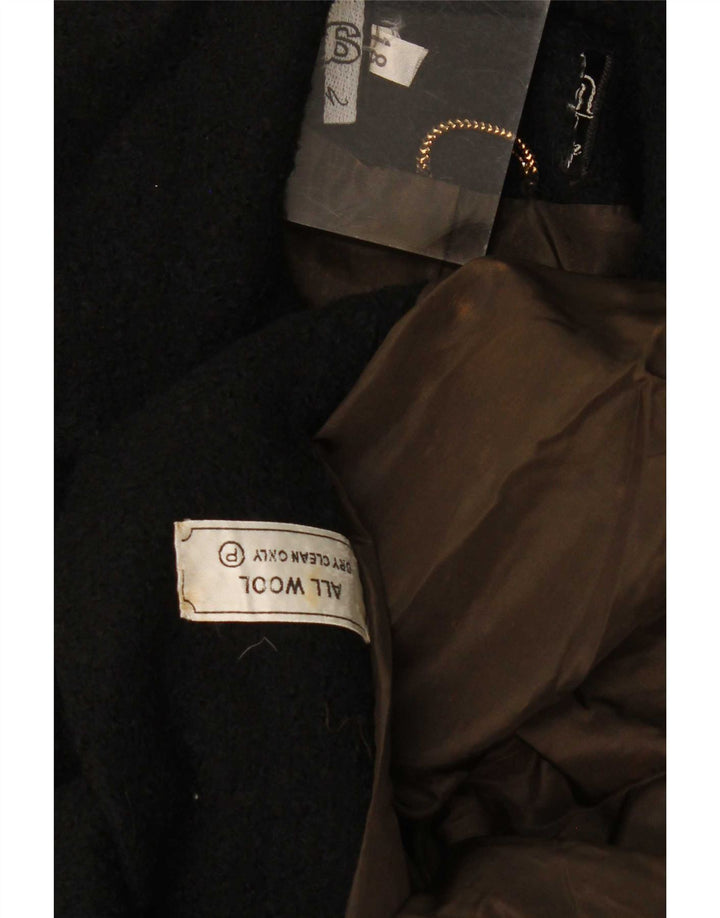 vintage Femme Double Breasted Coat UK 18 XL Laine Noire